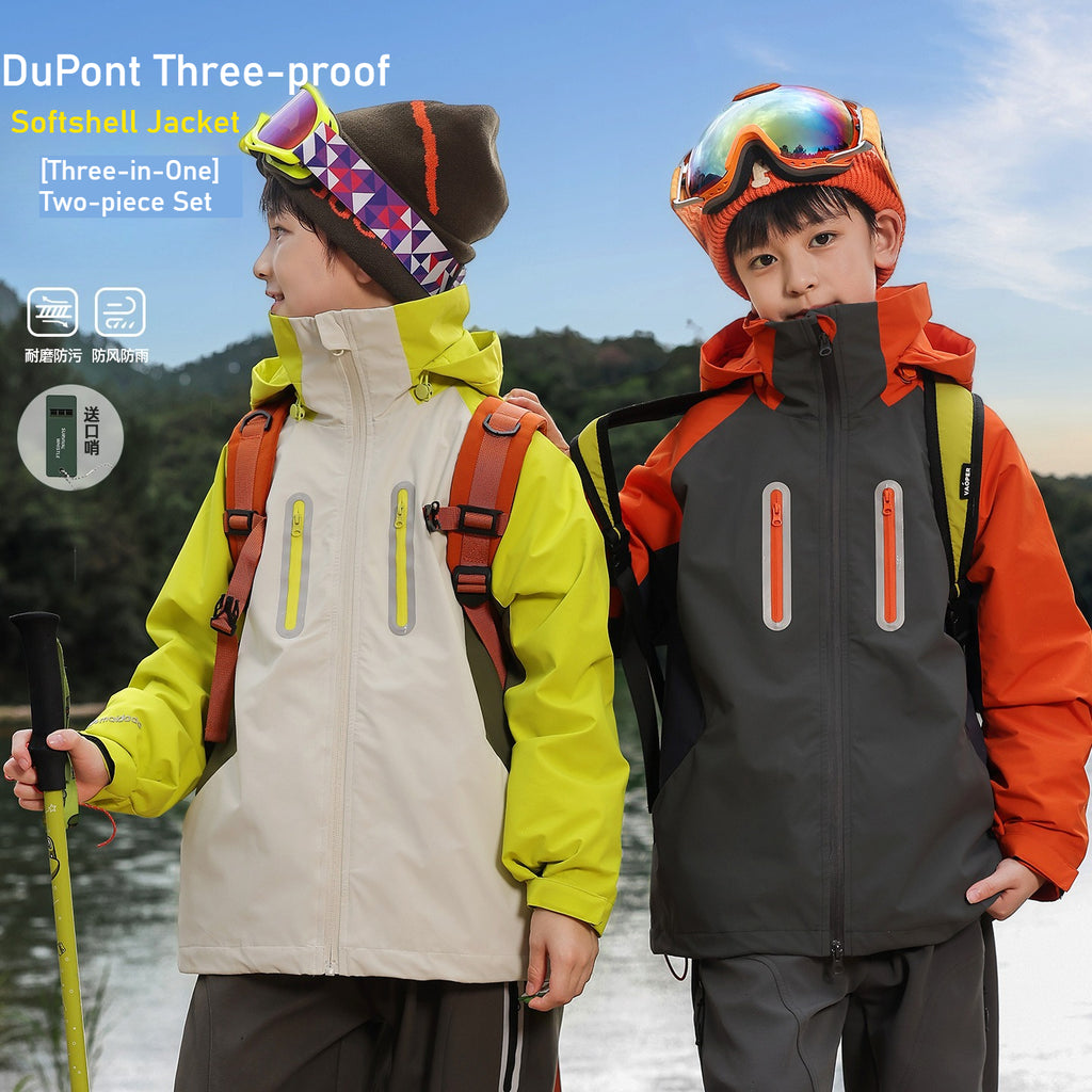 Outdoor children's jacket three-in-one 2025 autumn outdoor children's splicing jacket autumn wear