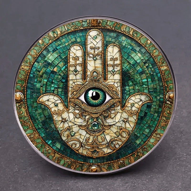 FAMAS Hand Evil Eye Stainless Steel Brooch