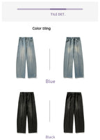 Japanese spring new wide-leg jeans, men's retro scimitar pants with old split design, loose casual pants