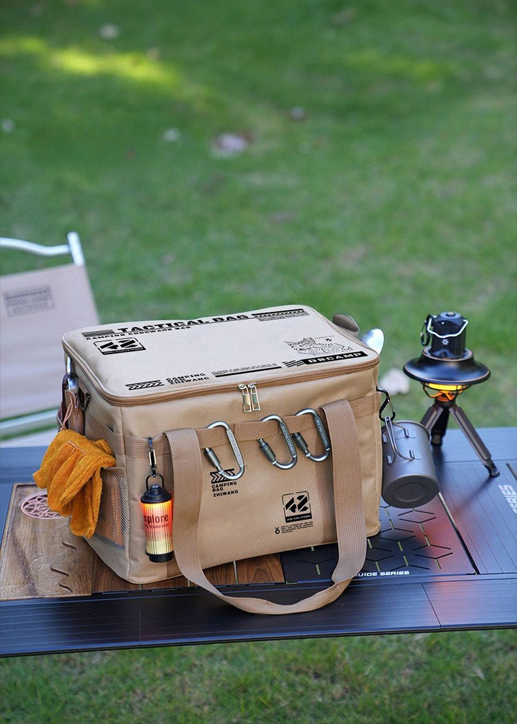 Tactical Large‑Capacity Insulated Cooler Bag, Portable Outdoor Storage Bag for Camping Picnic Tableware Cookware Gear