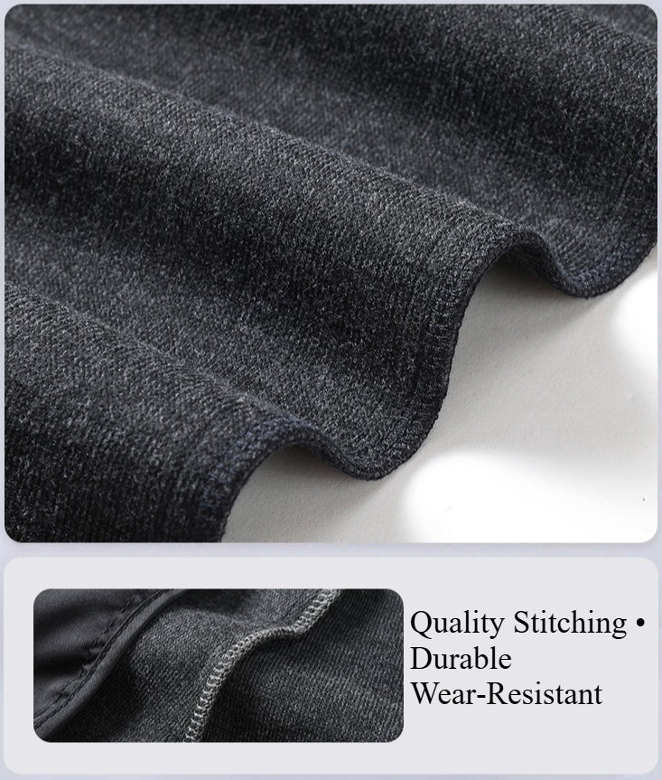 Men Women Stretch Softshell Pants, Wool‑Lined Warm Business Casual Straight‑Leg Trousers