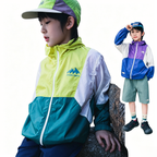 Mountain Style Color Block Hooded Casual Jacket for Middle and Large Children