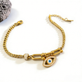 18K Gold Stainless Steel Evil Eye Horseshoe Clasp Bracelet