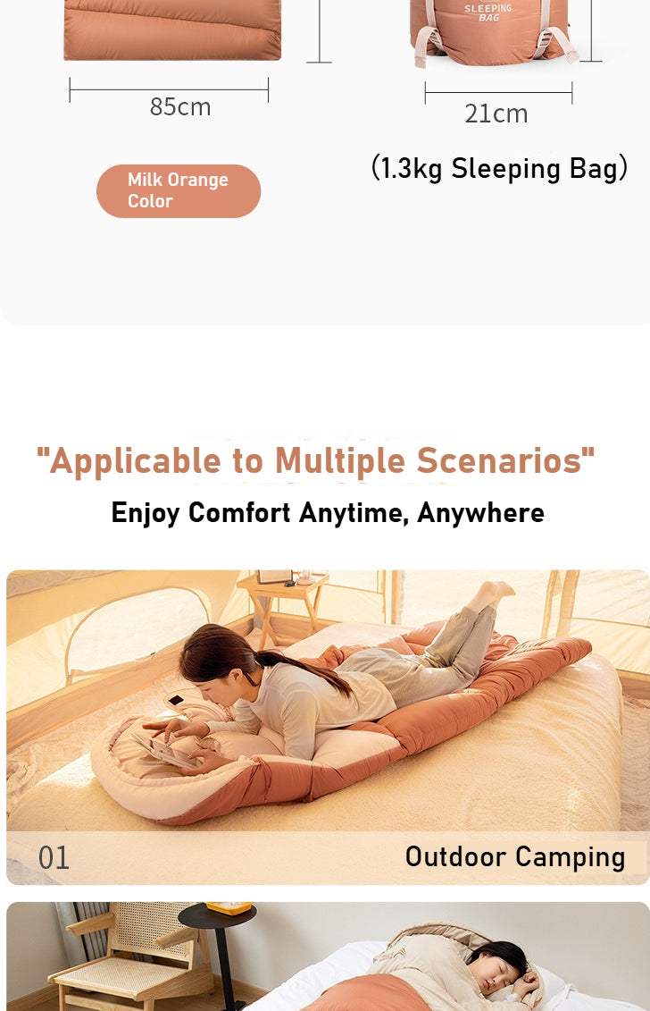 Adult Thickened Sleeping Bag - Outdoor Camping Travel Office Portable Cold-Resistant