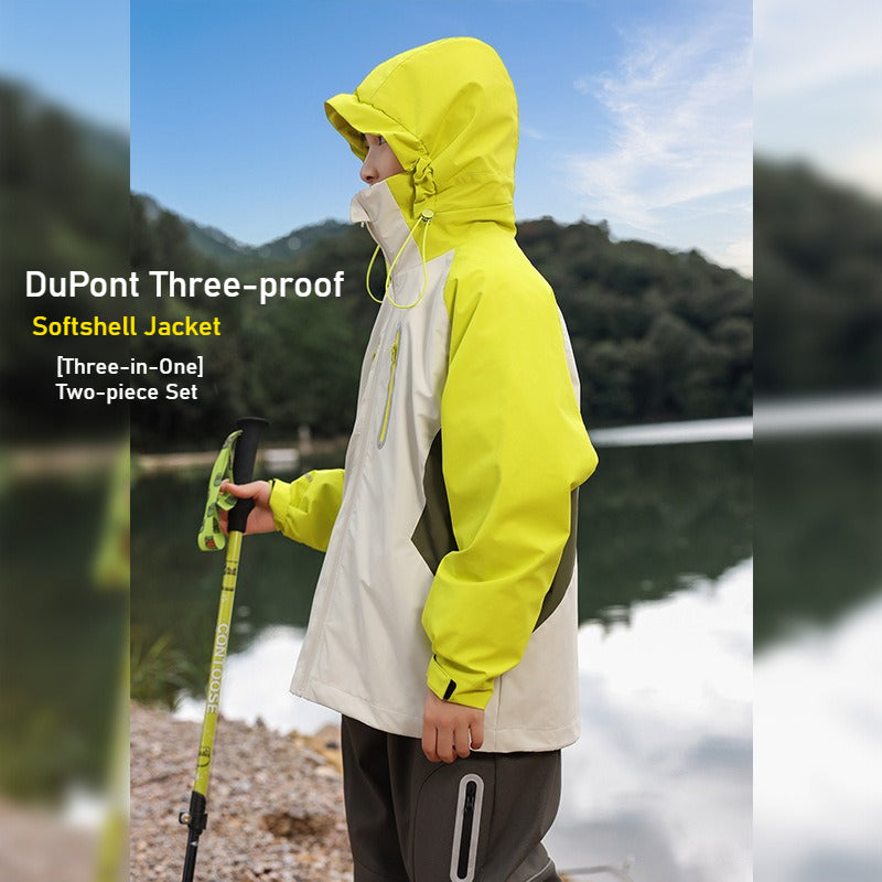 Outdoor children's jacket three-in-one 2025 autumn outdoor children's splicing jacket autumn wear