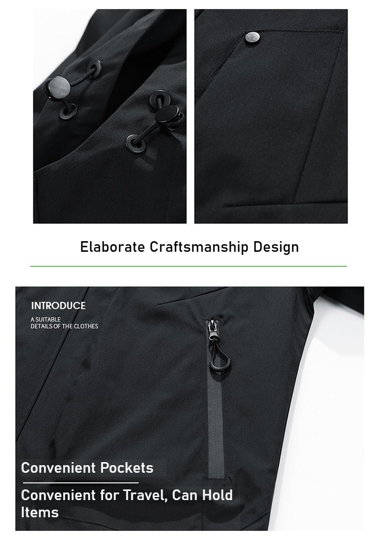 2025 new men's hooded jacket American casual large size tooling jacket top trendy