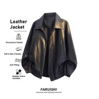 Chaqueta de cuero estilo motero retro marrón americana de otoño 2025 - Estilo granero para hombre, vanguardista y elegante