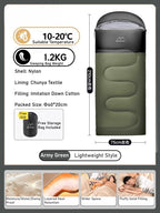 Portable Adult Fall Winter Sleeping Bag - Outdoor Thickened Warm Windproof Cold-Resistant for Car