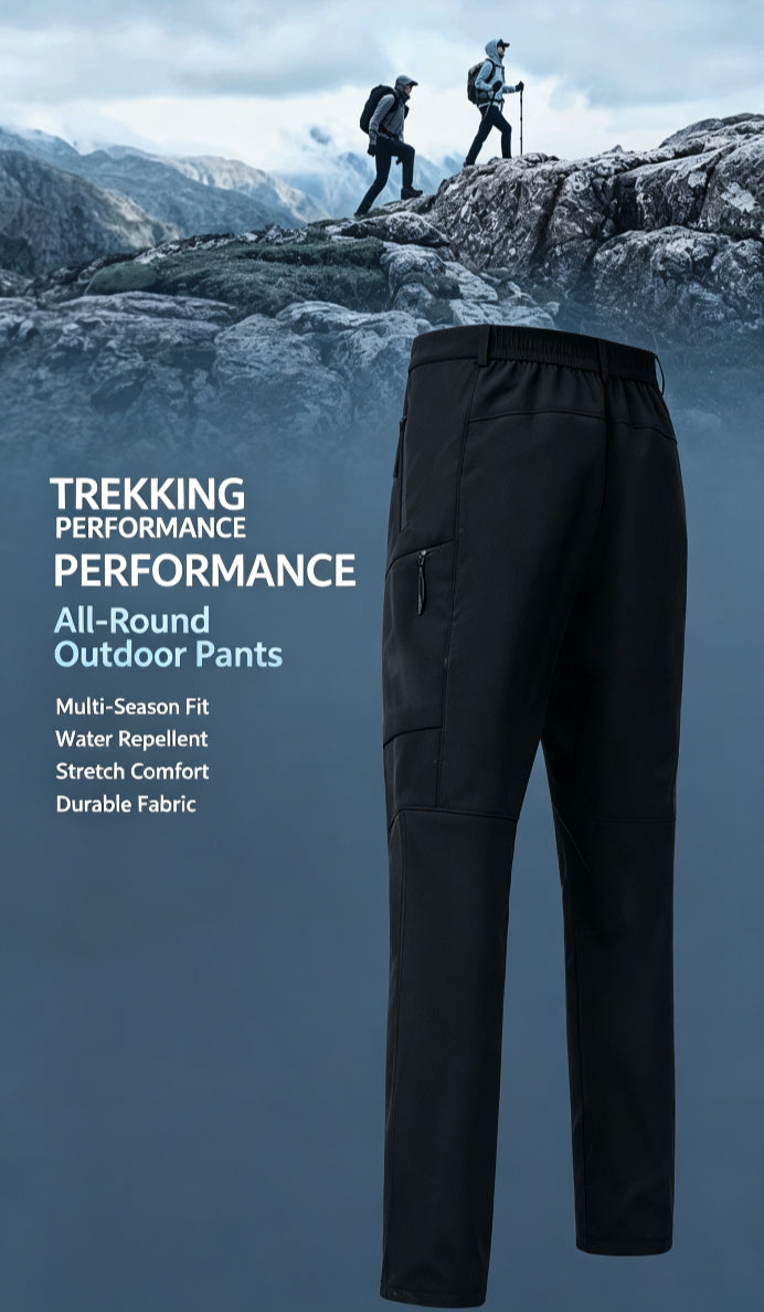 Fleece Lined Fluorine-Free Softshell Tactical Cargo Pants, Water Repellent Multi Pocket Hiking Pants Men & Women