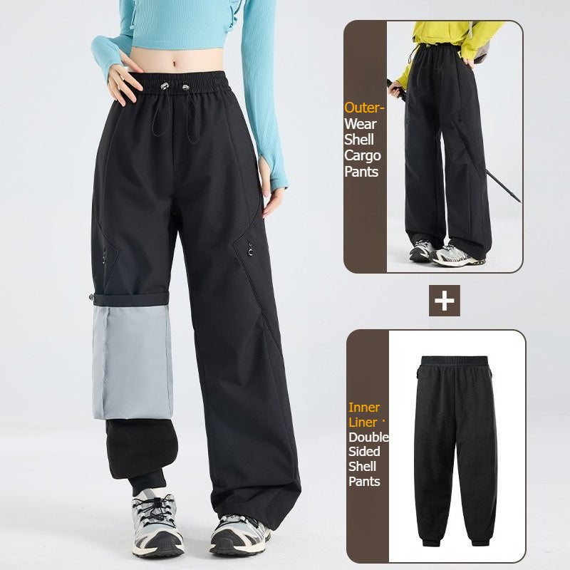 WENHOUU 2‑Piece Detachable Storm Pants Windproof Waterproof Outdoor Hiking Pants for Men Women