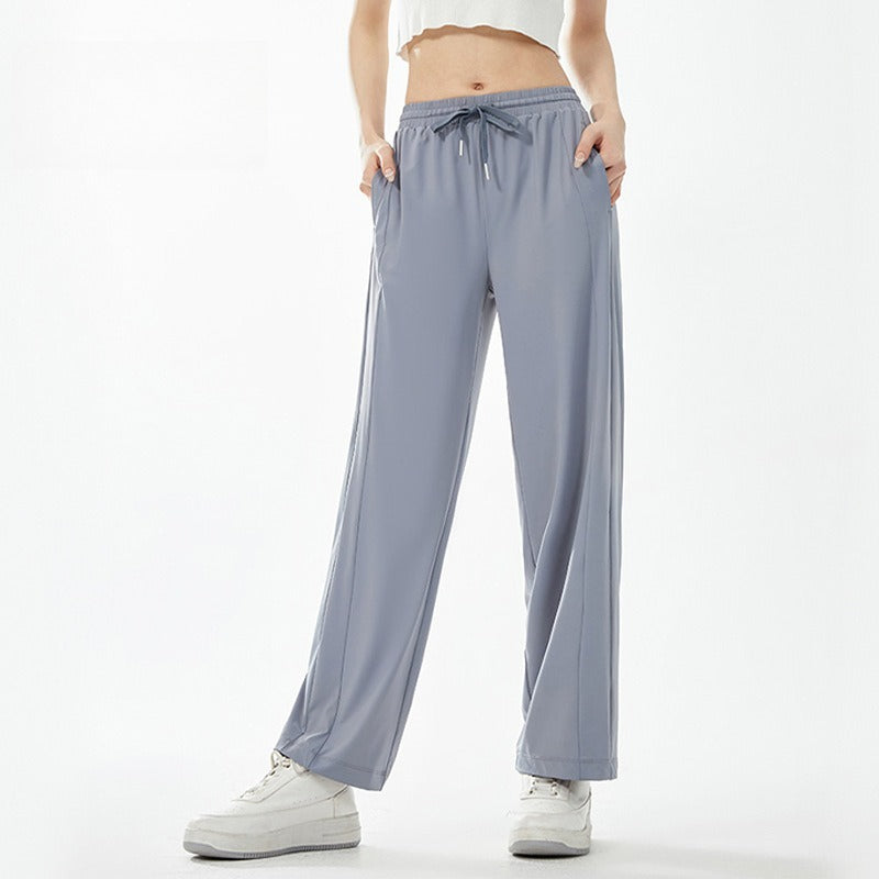 WENHOUU Women UPF50+ Ice‑Silk Cool Wide‑Leg Quick‑Dry Sun Protection Outdoor Pants