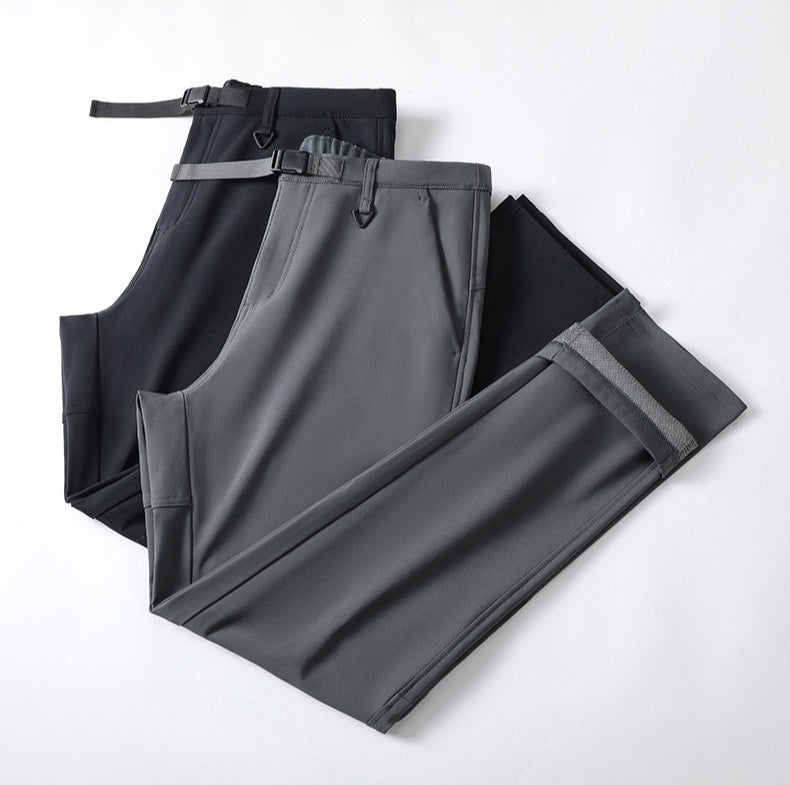 Unisex Warm Softshell Hiking Pants, Windproof Waterproof Stretch Anti-Bacterial Anti-Mite Daily Trousers