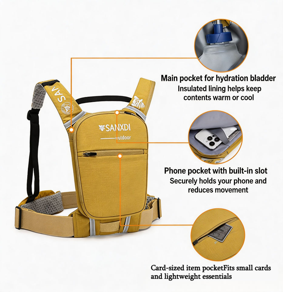 Men Women Lightweight Hydration Backpack | SANXDI Trail Running Hiking Cycling Water Bag Vest