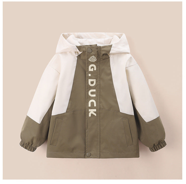 Spring and Autumn children's three-in-one jacket, windproof and waterproof two-piece set for boys and girls, children's outdoor warm jacket