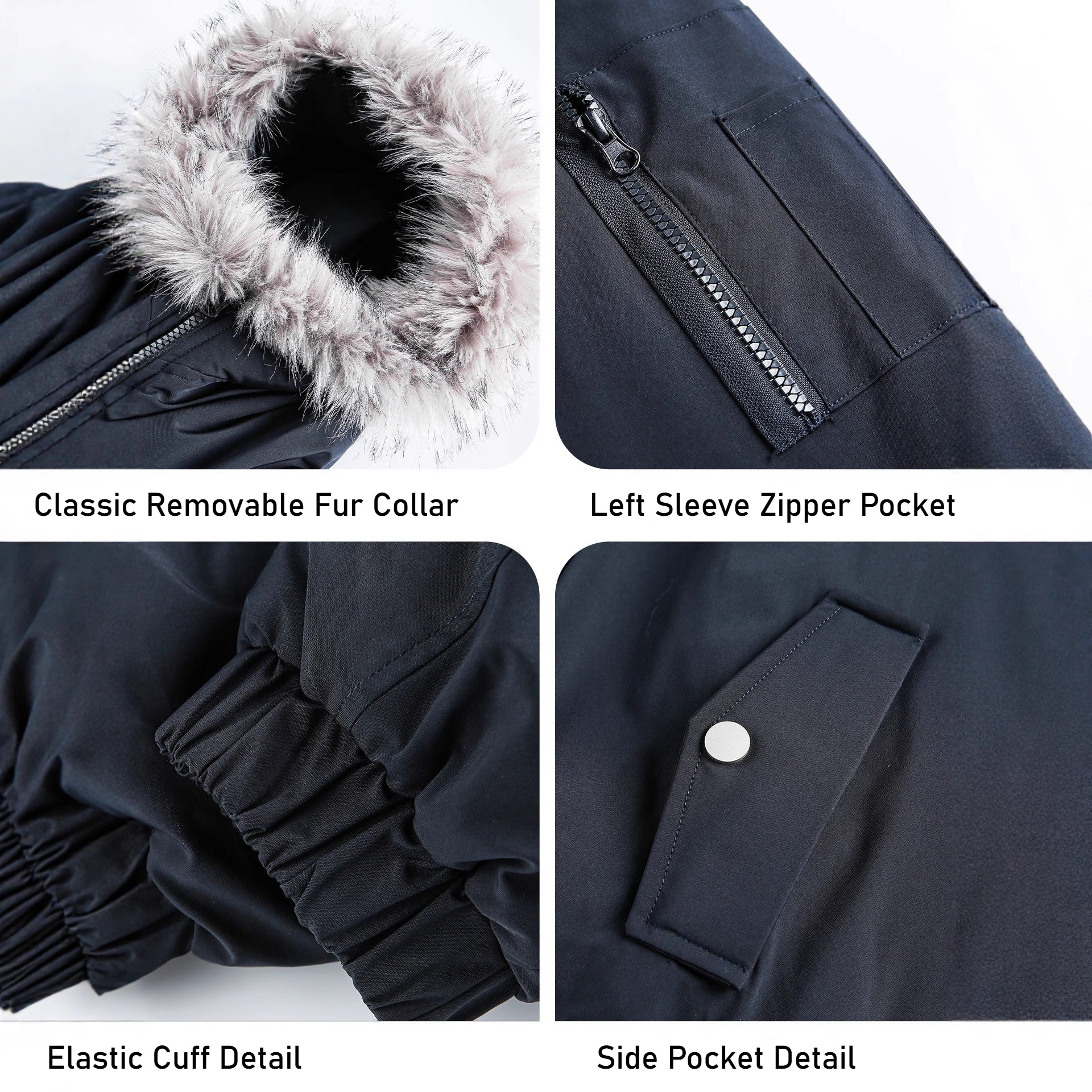 Removable fur collar hooded cotton clothes men's winter thickened warm tooling pie to overcome water splashing short wide cotton coat