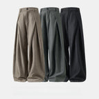 Men’s Autumn Pleated Chinos - Draped Relaxed Straight Leg, Vintage Silhouette