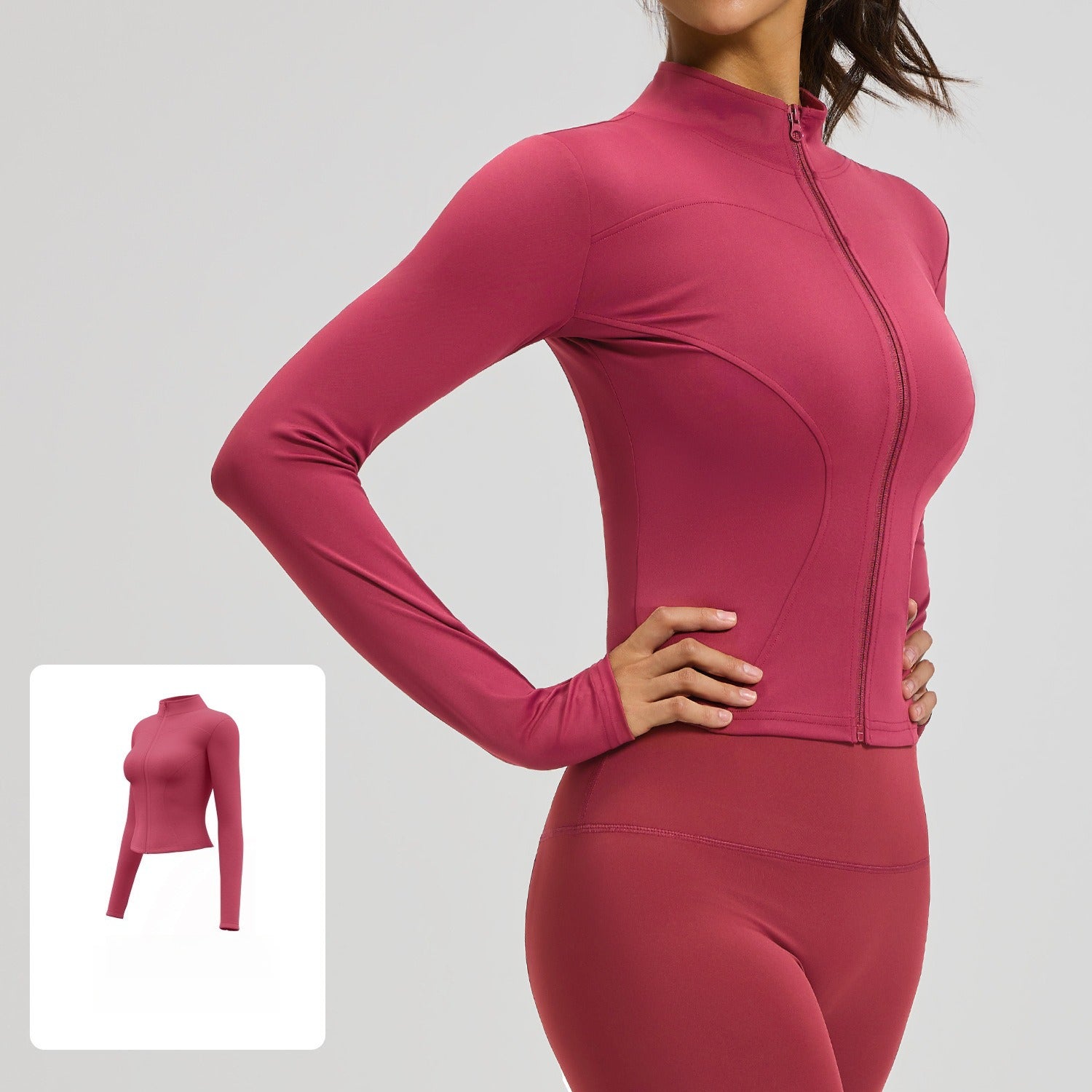 Wear long-sleeved tight yoga clothes outside, fitness, running, yoga