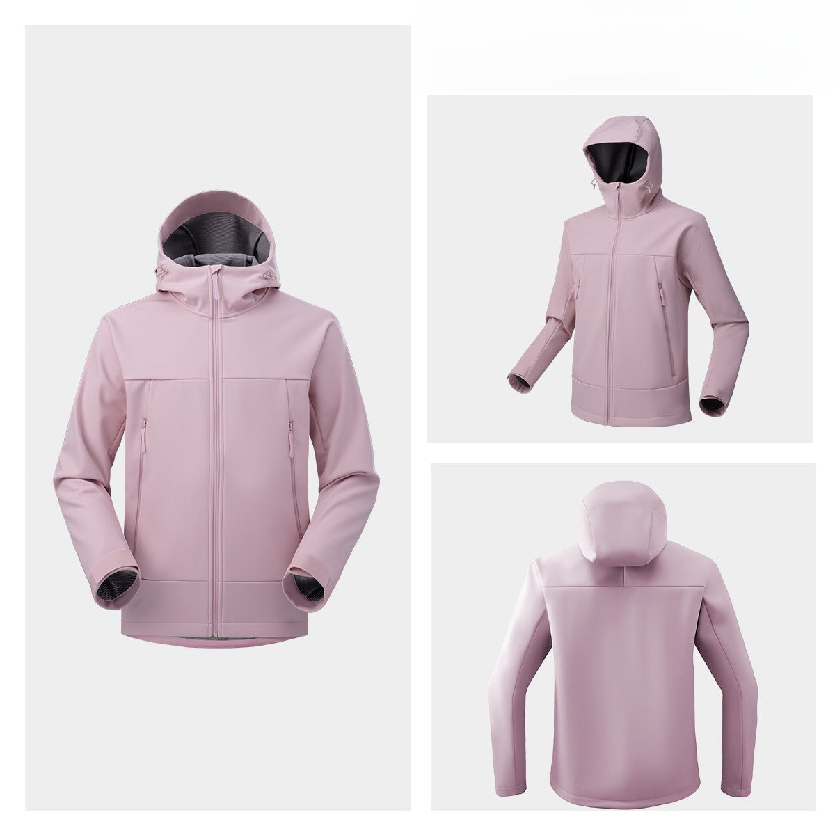 Men Women Loose Softshell Hooded Jacket Wind‑Resistant Water Repellent Outdoor Coat