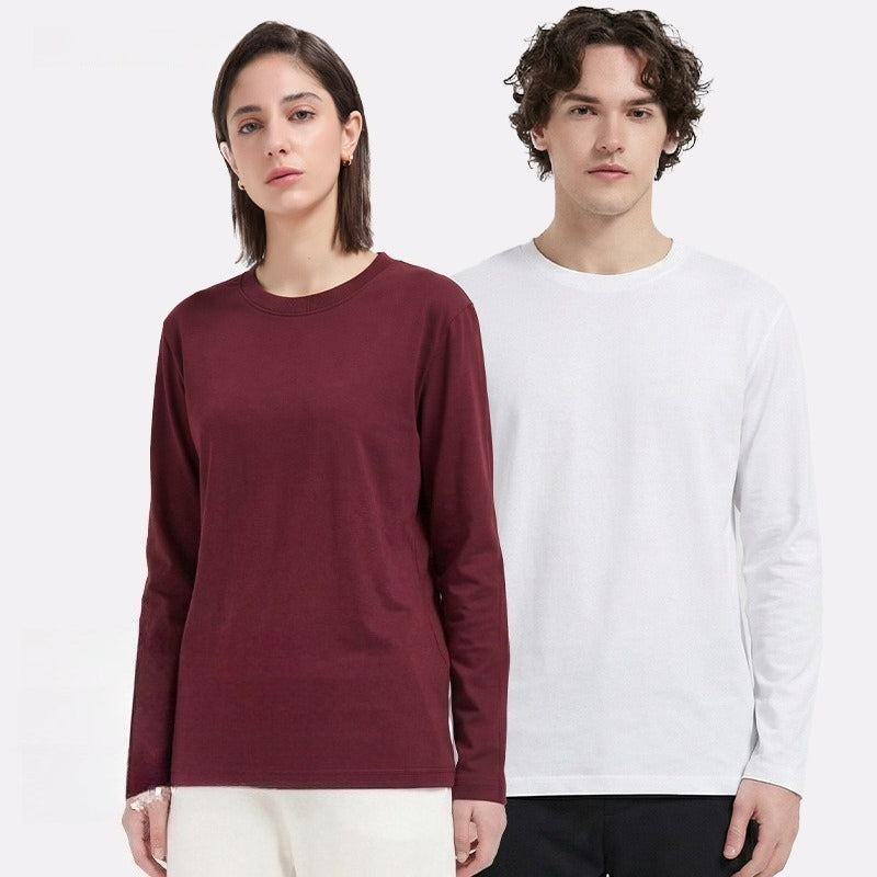 WENHOUU 230GSM Cotton Drop‑Shoulder Long Sleeve T‑Shirt Unisex Custom Sport Tee