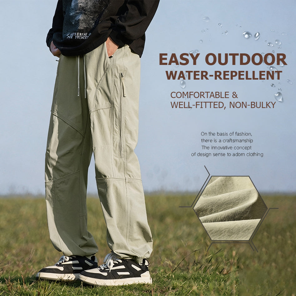 Unisex Techwear Paratrooper Pants, Water‑Repellent Softshell Straight‑Leg Outdoor Hiking Trousers