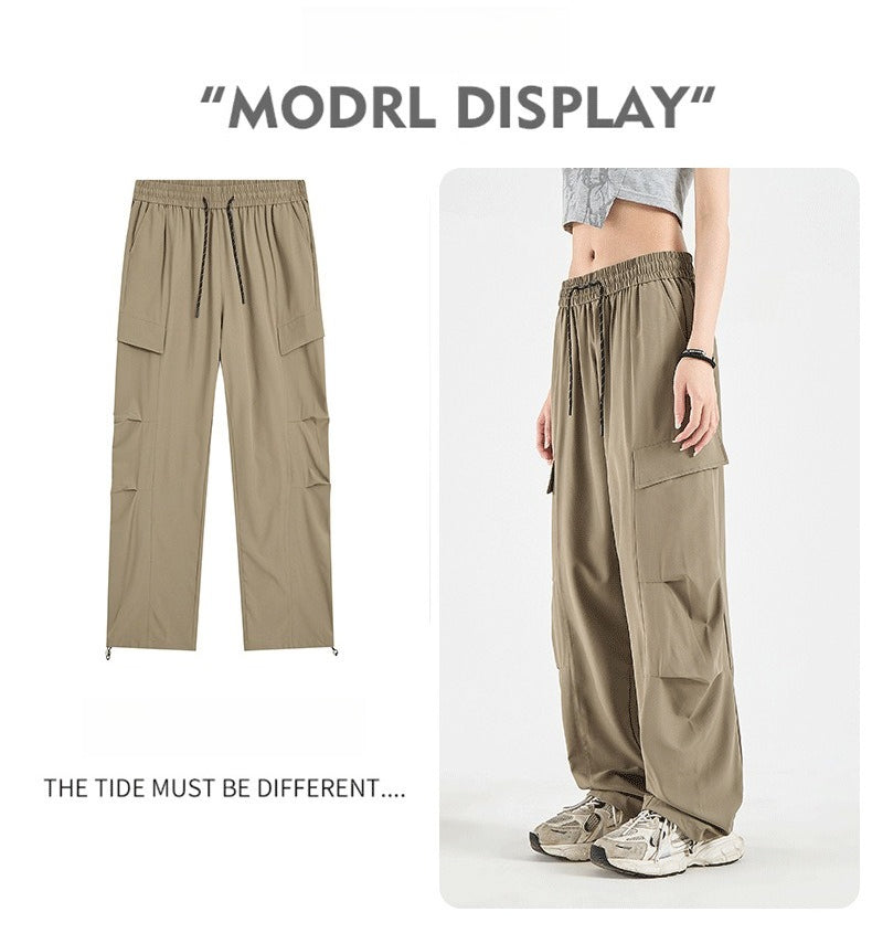 Women Adjustable Cuff Quick Dry Paratrooper Cargo Pants, Outdoor Wide Leg Hiking Trousers