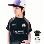 Boys Mountain Style Raglan Spliced Letter Print Short Sleeve T-shirt