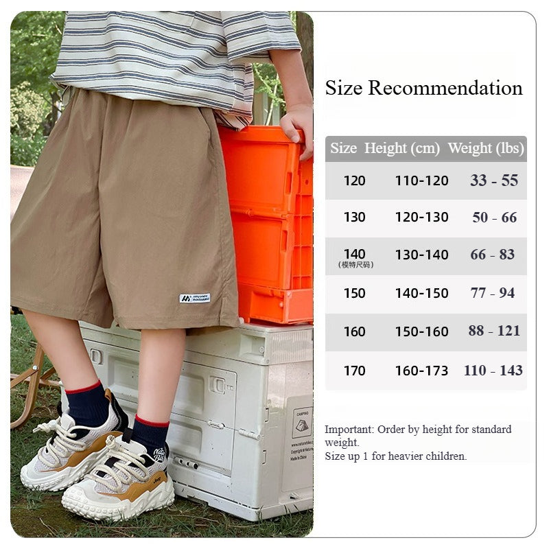 Kids Breathable Sports Shorts 5 Inch Boys Summer Casual Wear