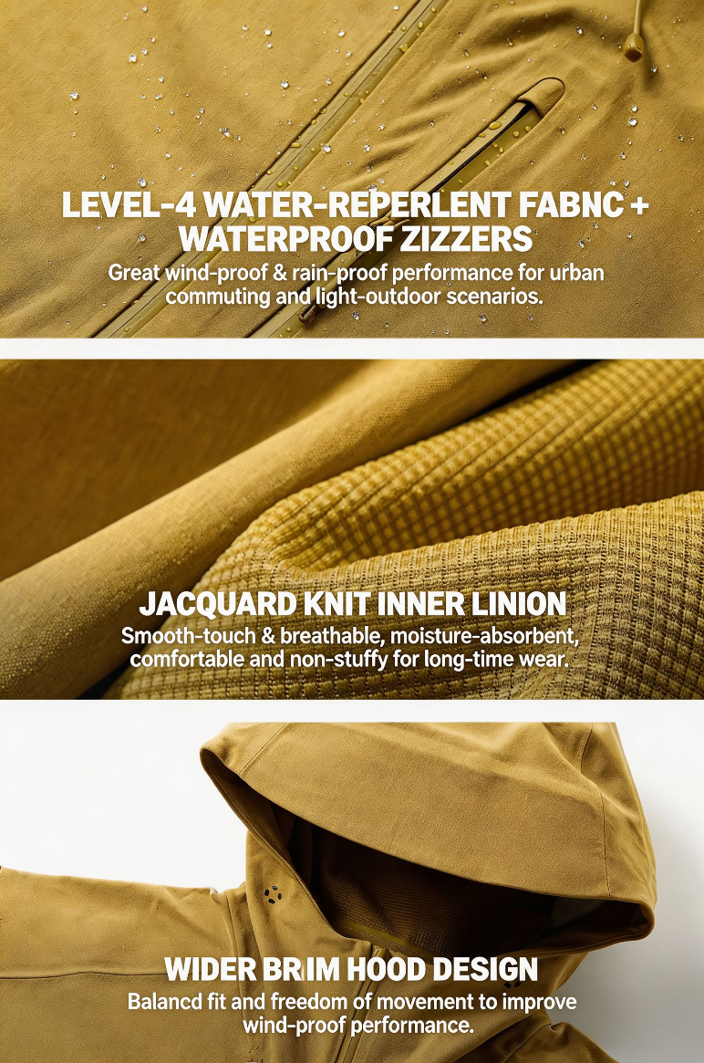 Seamless Softshell Jacket, Windproof Waterproof Urban Outdoor Spring Outerwear