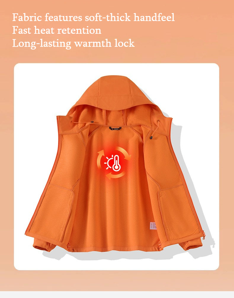 Kailor Softshell Jacket, Men Women Hooded Waterproof Stretch Warm Outdoor Hiking Casual Coat