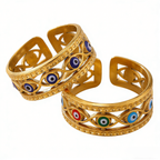 Colorful Enamel "Evil Eye" Stainless Steel Ring