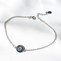 S925 Sterling Silver Evil Eye Anklet with Blue Diamonds