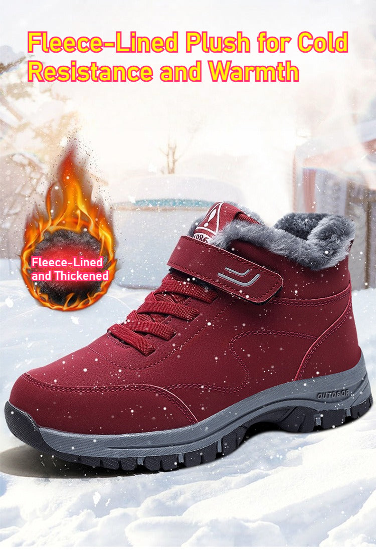 Winter Unisex Men's Snow Boots - Fleece-Lined Thickened Warm Mid-Calf High-Top