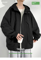 2025 new men's hooded jacket American casual large size tooling jacket top trendy