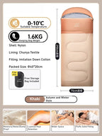 Portable Adult Fall Winter Sleeping Bag - Outdoor Thickened Warm Windproof Cold-Resistant for Car