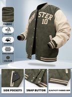 Autumn and winter men's vintage leather jacket, tie-dye embroidered aviator baseball jacket