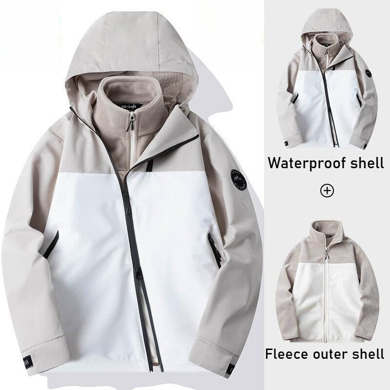 Autumn and winter three-proof jacket for men and women outdoor sports waterproof mountaineering hooded jacket