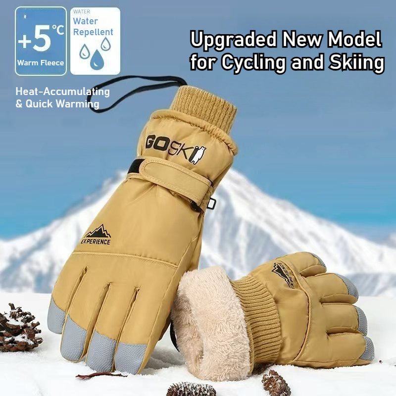 Ski gloves for men and women with fleece thickened in winter, outdoor cold protection and warmth, windproof waterproof touch screen couple cycling gloves