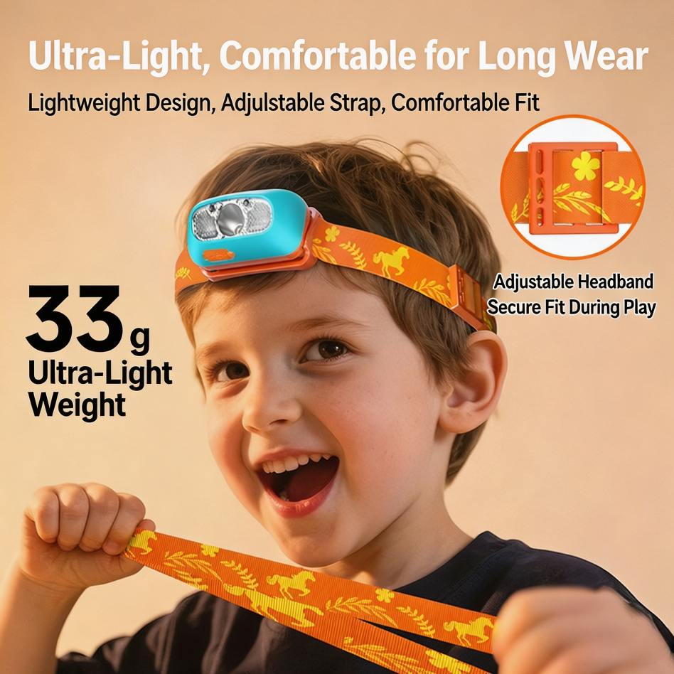 Lightweight Kids Outdoor Headlamp, Head‑Worn Torch for Tide Pooling and Mountain Climbing