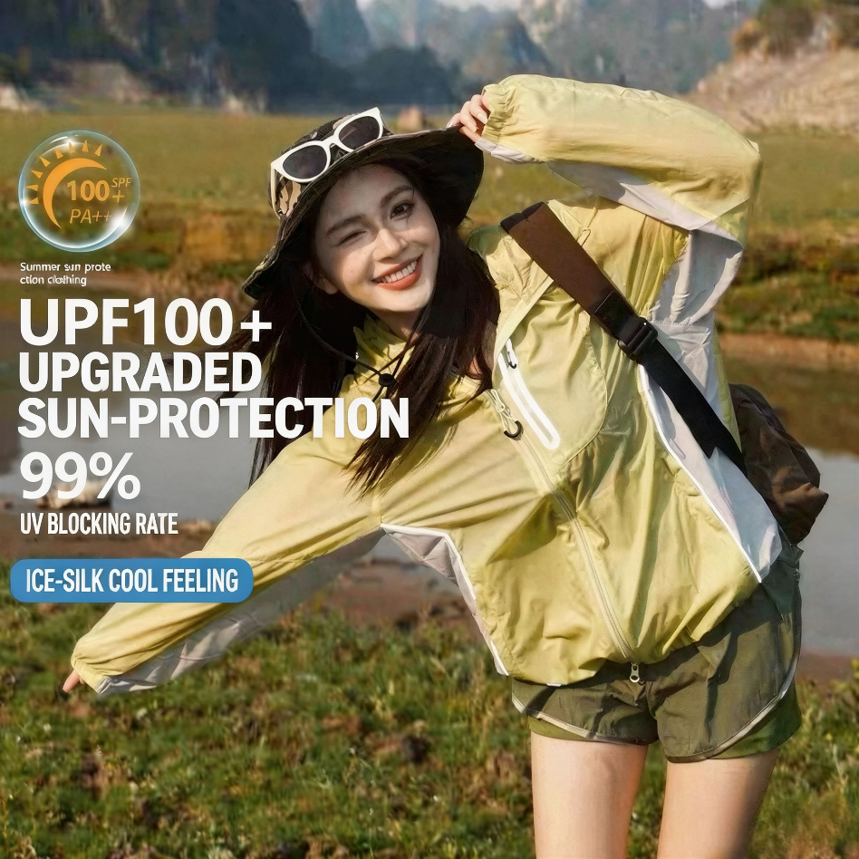 UPF100+ Lightweight Packable Sun Protection Jacket, Cool Breathable Outdoor Skin Coat