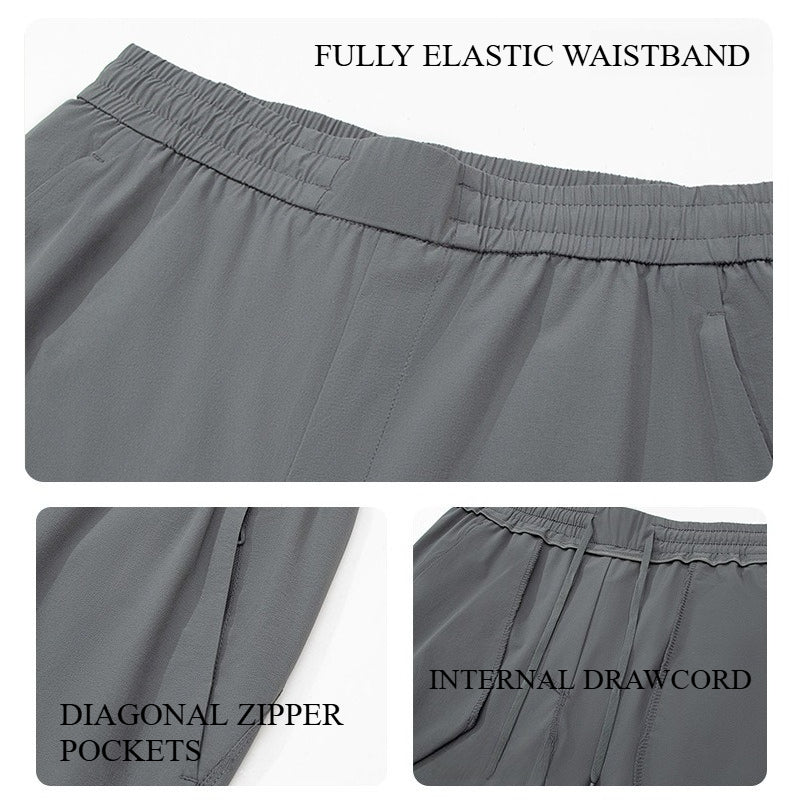 Men's Summer Ice Feel Quick Dry Pants, Breathable Loose Straight Fit Outdoor Casual Trousers