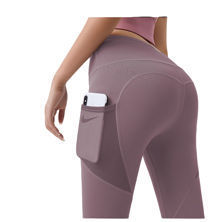 Slim Women's Yoga Leggings - Peach Buttock Side Mesh Pockets
