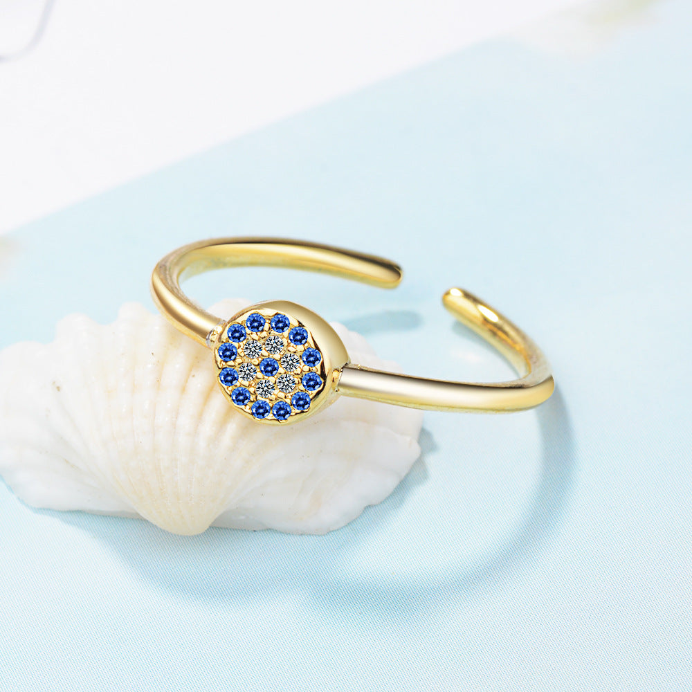 Round Blue Turkish Evil Eye Ring