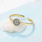 Round Blue Turkish Evil Eye Ring
