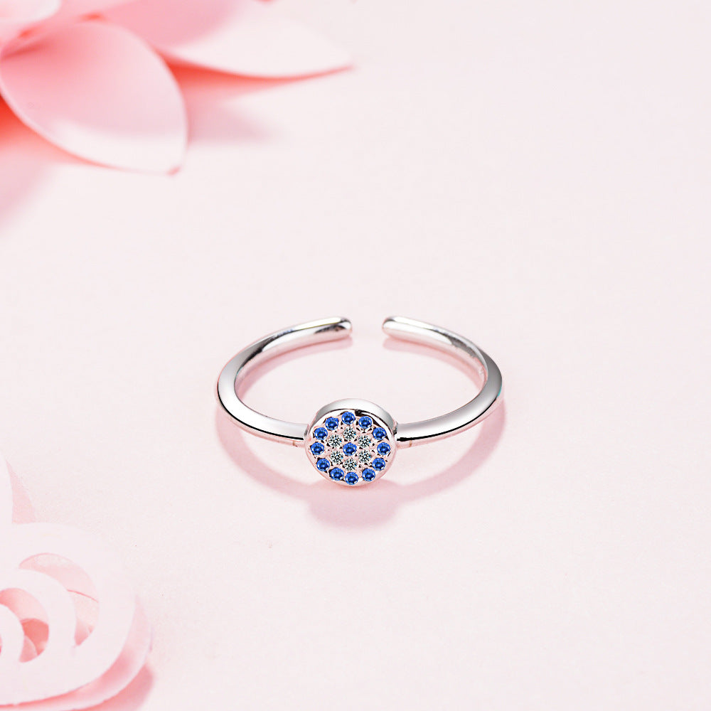 Round Blue Turkish Evil Eye Ring