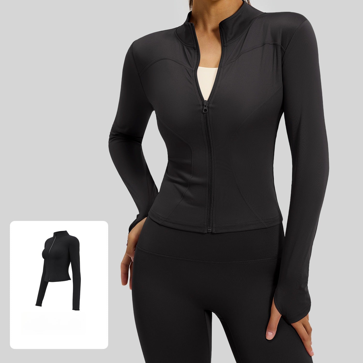 Wear long-sleeved tight yoga clothes outside, fitness, running, yoga