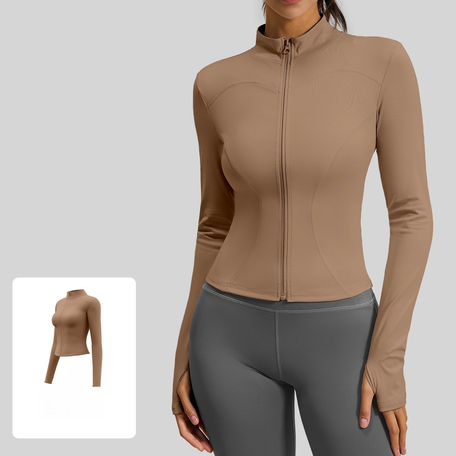 Wear long-sleeved tight yoga clothes outside, fitness, running, yoga