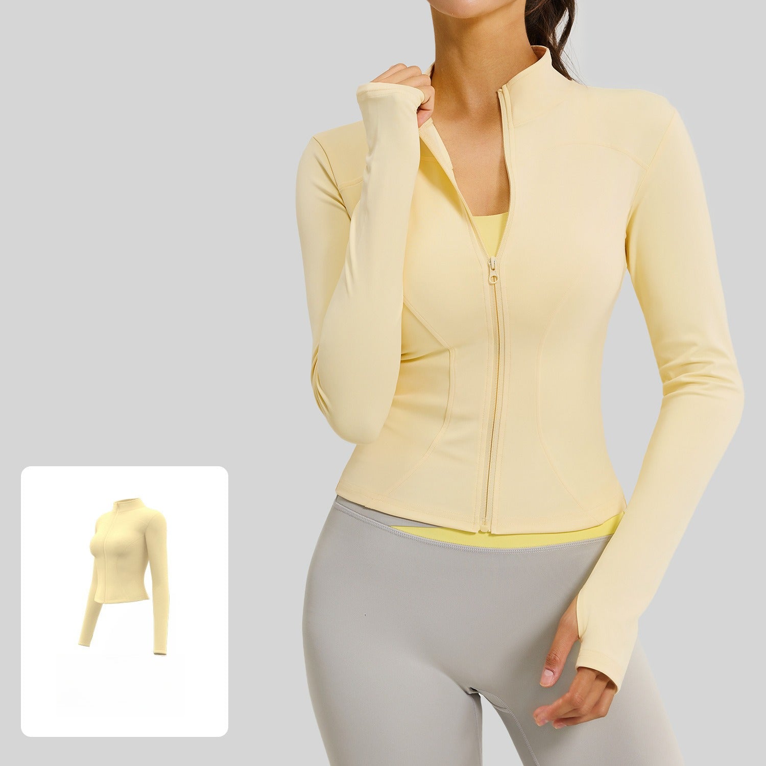 Wear long-sleeved tight yoga clothes outside, fitness, running, yoga