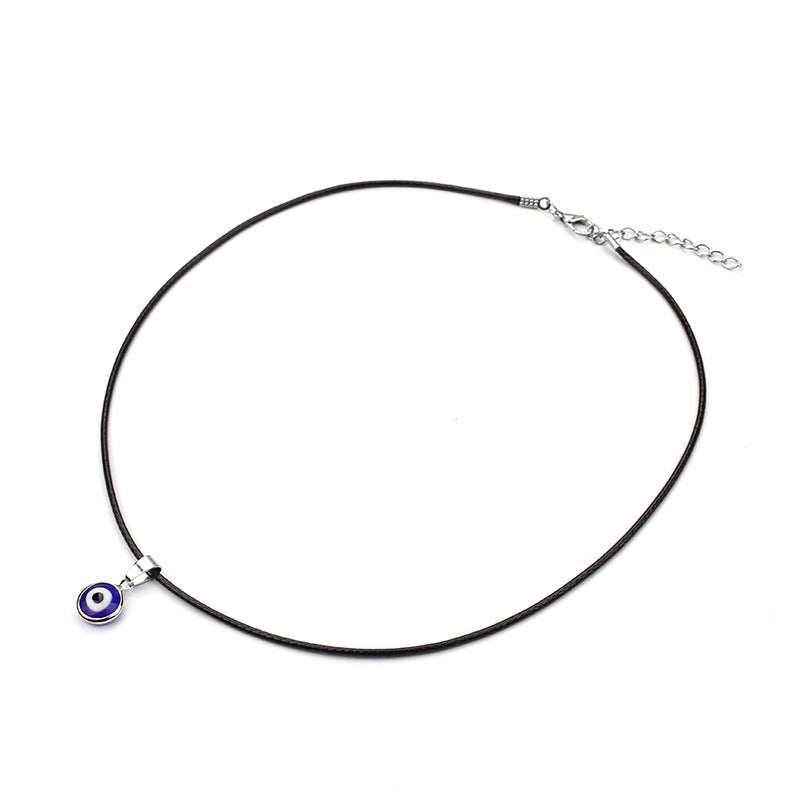 Black short evil eye necklace