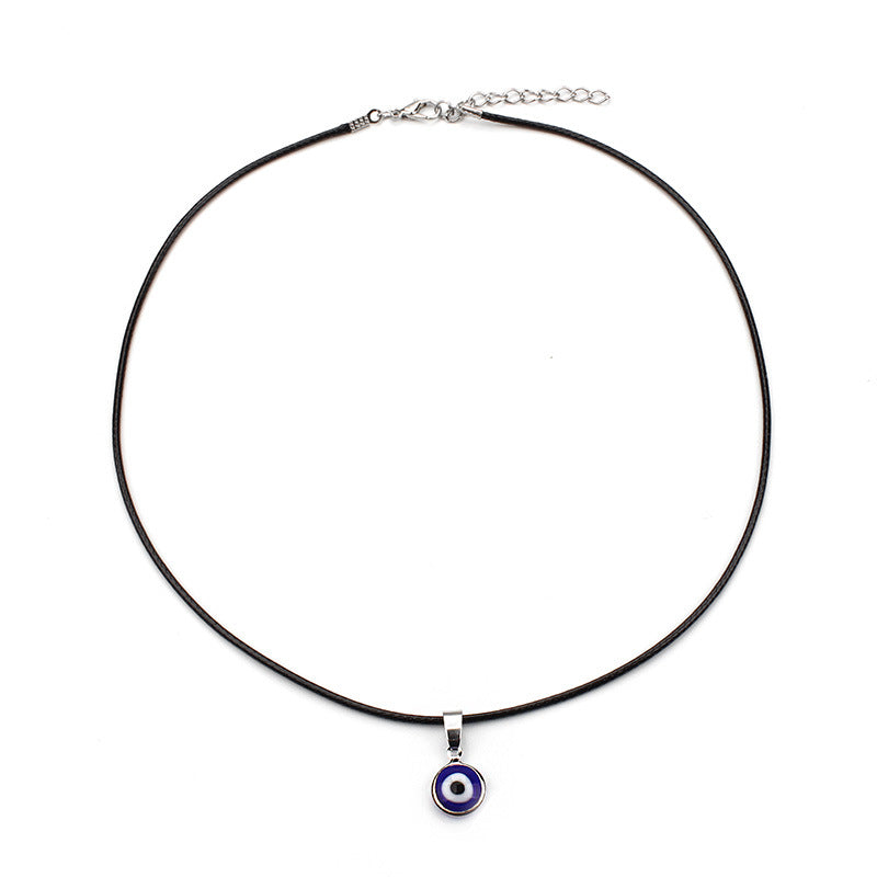 Black short evil eye necklace