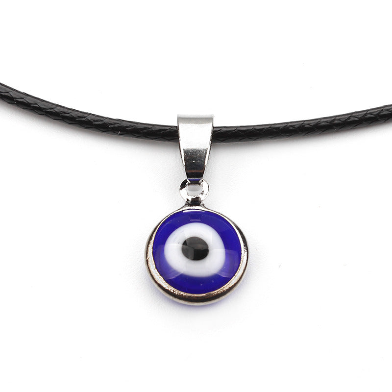 Black short evil eye necklace
